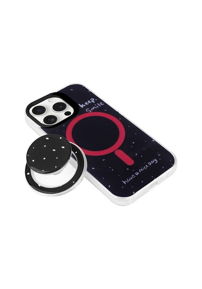 Apple Uyumlu iPhone 15 Pro Kılıf M-safe Şarj Özellikli Tak-çıkar Pop Soketli Zore Tiktok Kapak Mavi