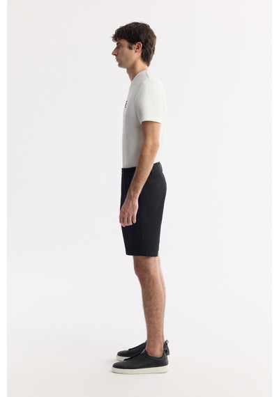 Avva Erkek Siyah Yanı Lastikli Gofreli Bi-stretch Slim Fit Chino Şort A51y3730
