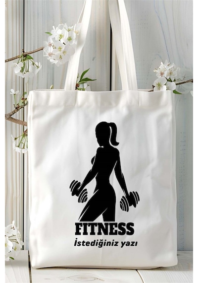 Art Hediye Fitness Baskılı Bez Çanta Kişiye Özel Model 13 Çok Renkli