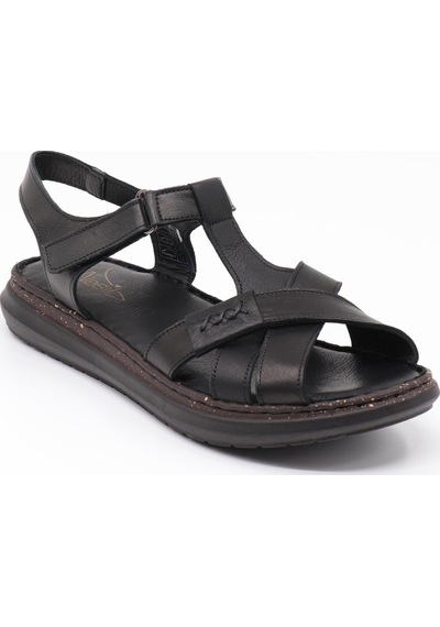 Nesilshoes Nesil Shoes Mns 372 Siyah Hakiki Soft Deri Kadın Sandalet