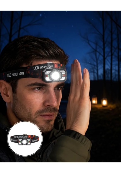 Astraltech Şarj Edilebilir Hareket Sensörlü 5 Modlu Kafa Lambası Çok Renkli