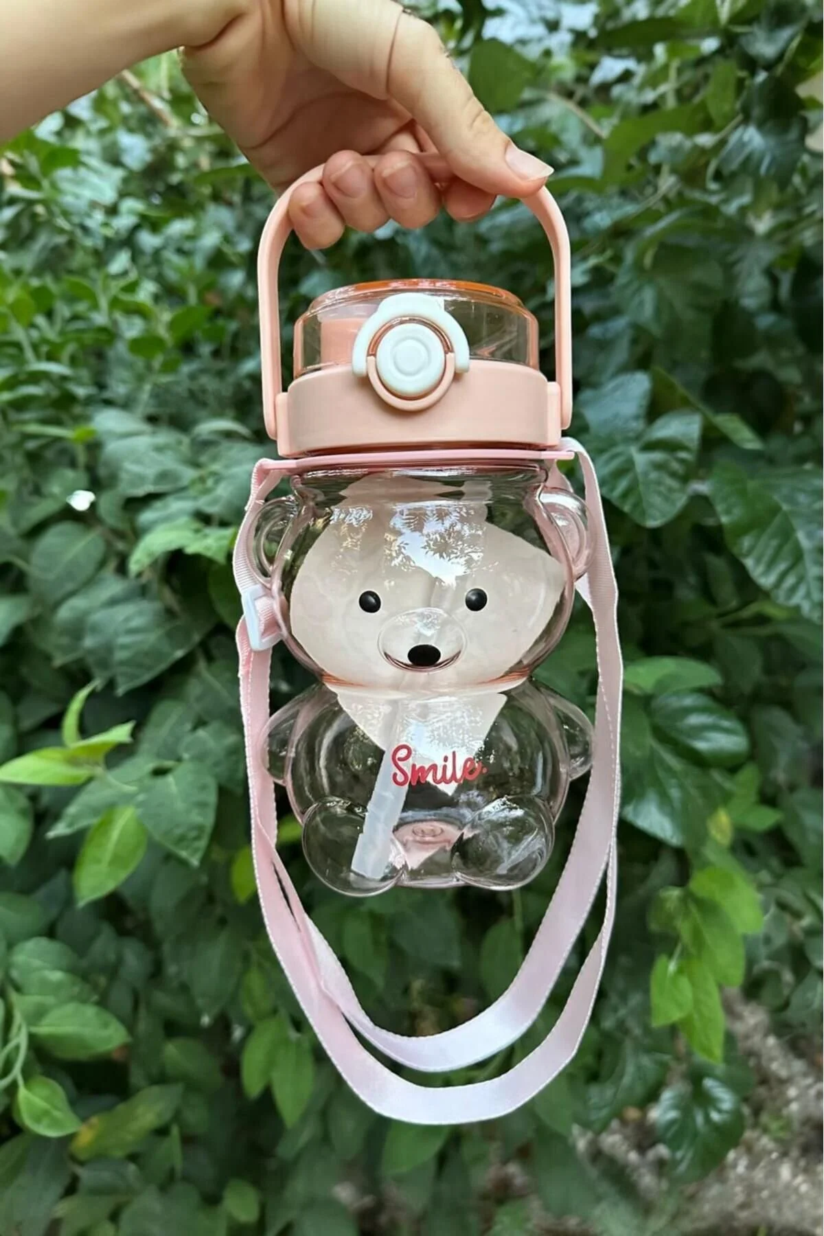 Smile Şeffaf Ayıcık Model Öğrenci Su Matarası Öğrenci Su Şişesi Suluk 1000ml Bpa Içermez Asorti Çok Renkli