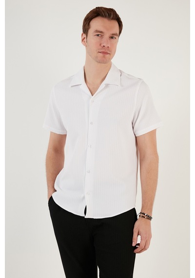 Buratti Apaş Yaka Kısa Kollu Regular Fit Erkek Gömlek Cf24S117842 Beyaz