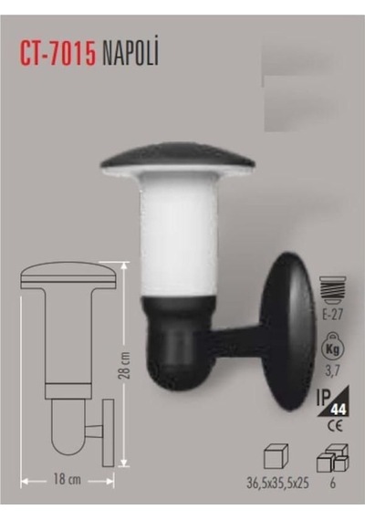 Cata Ct-7015 Napoli Bahçe Armatürü Duvar Tip