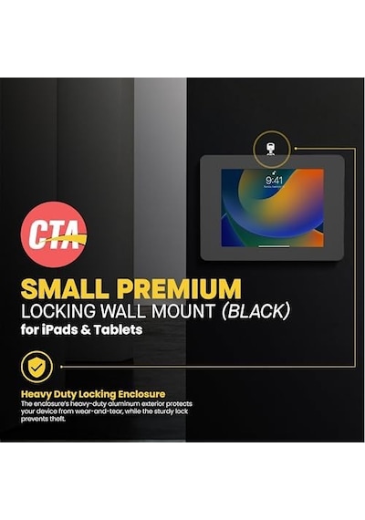 Cta Digital: Apple iPad Uyumlu, Mini 1-5 , Tab A 8 Ve Tab E8 İçin Premium Küçük Kilitleme Duvar Montajı, Siyah