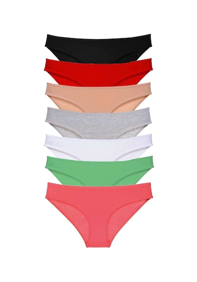 Royaleks 7 adet Süper Eko Set Likralı Kadın Slip Külot Set 3 RYL-EKO7011 Çok Renkli