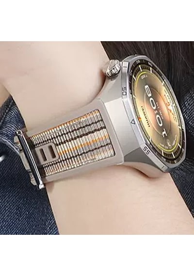 Huawei Watch Gt 6/5 Pro 46mm Kordon Lansman Kumaş Dikişli Silikon  Klips 1e-1 Uyum 102