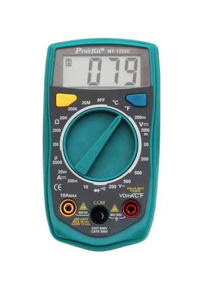 Ten, Proskit Mt-1233c Dijital Multimetre Sıcaklık Ölçer, Ac/dc Volt & Akım Ölçüm Cihazı