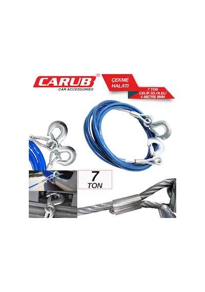 Carub Çekme Halatı 7 Ton Çelik İzoleli 4 Mt