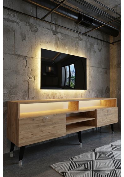 Resital Ledli Tv Sehpası - Led Işıklı - Silver Çam - Sl9030-6 Atlantik Çam
