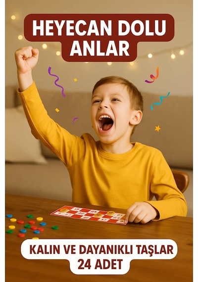 Renkli Tombala Seti 24 Adet Kart Tam Takım Aileyle Oynamaya Hazır Eğlenceli Kutu Oyunu