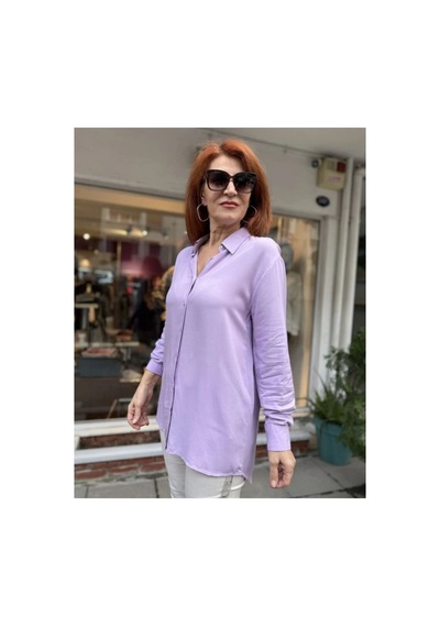 Denizege E- Viskon Gömlek Lila Lila Pembe Lila Pembe