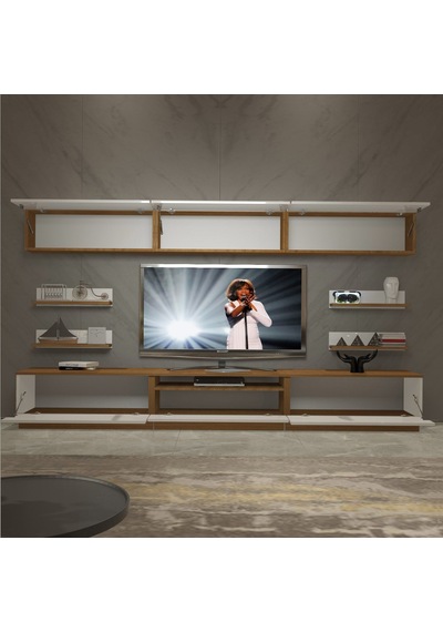 Decoraktiv Trendstyle 8y Slm Tv Ünitesi Tv Sehpası - Ceviz Beyaz Ahşap - Beyaz