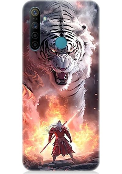 Realme 6i Uyumlu Silikon Kılıf Beyaz Kaplan Ve Samuray