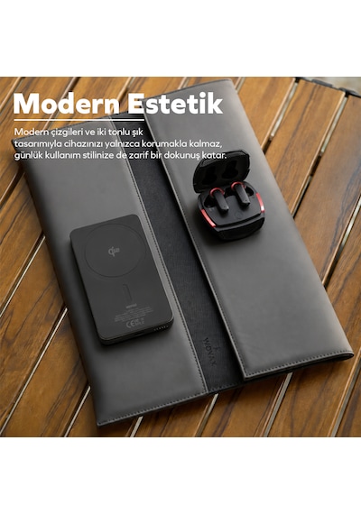 Woyax S-touch 13-14 İnç Nfc Özellikli Laptop Çantası Su Geçirmez Apple Macbook Uyumlu Kılıfı Apple iPad Tablet El Çantası Gri