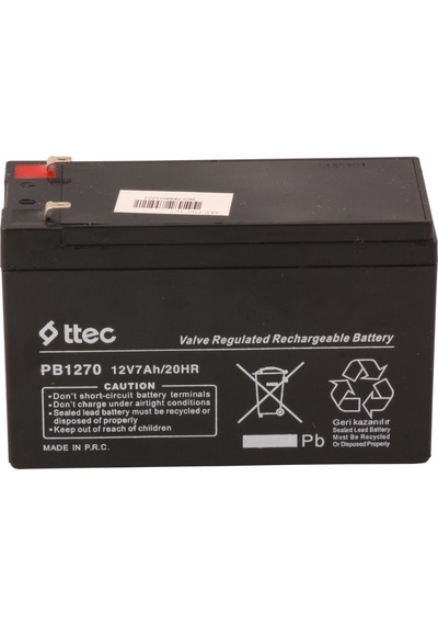 Ttec 12v 7ah-20hr Base Bakımsız Kuru Akü Alarm-siren İçin Ups Uygun Değil 1,75 Kg