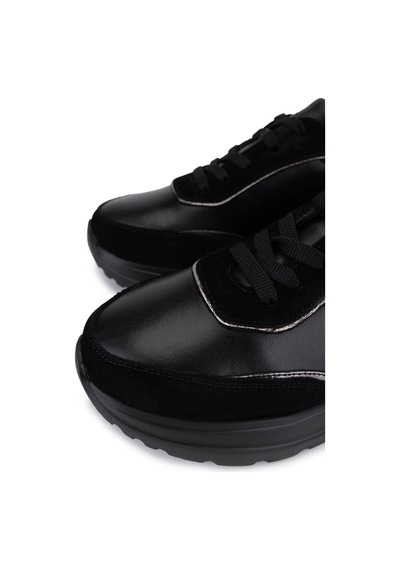 Tamer Tanca Kadın Hakiki Deri Sneakers & Spor Ayakkabı 1107 510 Bn Ayk Sk25-26 Syh Suet/dr/ant Siyah