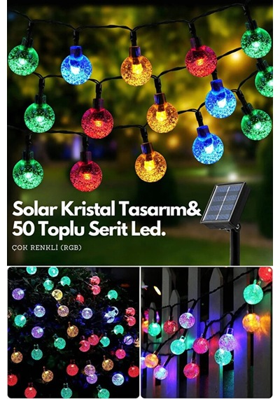 Sonx 10 Metre 50 Top Güneş Enerjili Solar Led Işık Dekoratif Rgb Standart