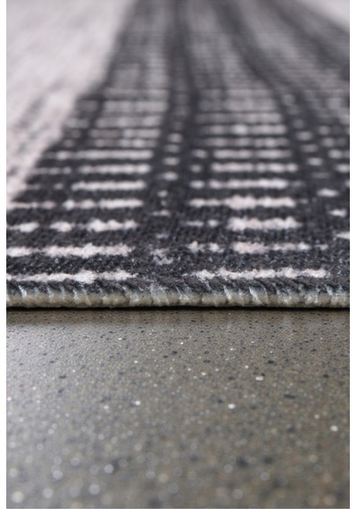 Siyah Krem Çizgili Kilim İskandinav Boho Desenli, Kaymaz Taban, Yıkanabilir,antialerjik Siyah Siyah