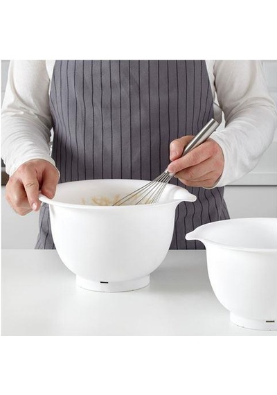2 Parça Karıştırma Kabı, Beyaz Renk Meridyendukkan 22-26 Cm Kaydırmaz Alt Taban Çırpma Kabı