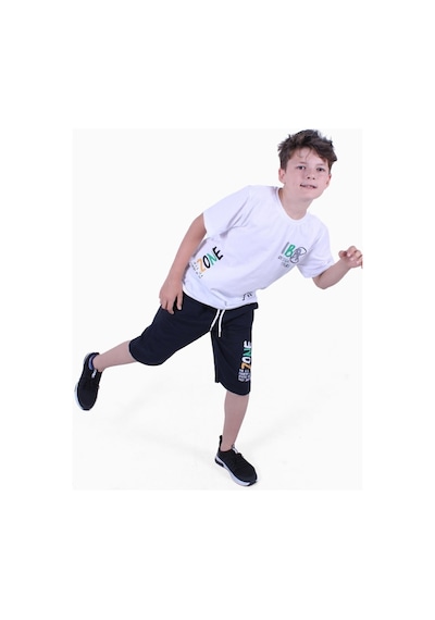 Fyk Kids Zone Yazı Baskılı Erkek Çocuk Yazlık Takım Beyaz