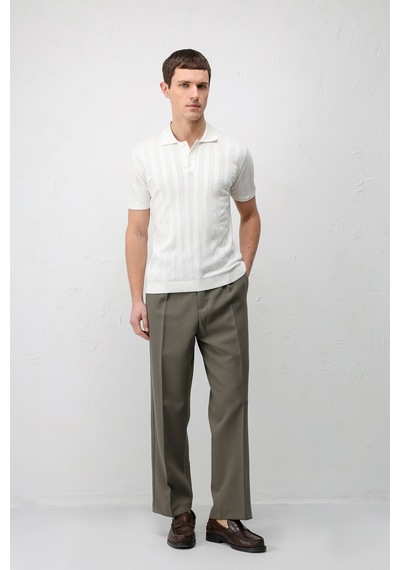 Antioch Relax Fit Baggy Pilili Erkek Pantolon Koyu Haki