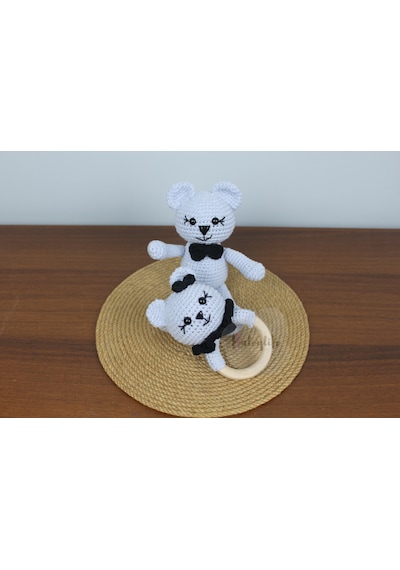 Aley Life Amigurumi Organik Ayıcık Bebek Ve Çıngırak Diş Kaşıyıcı