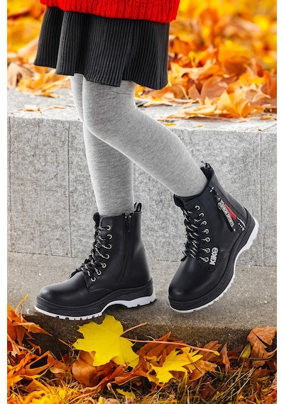 Kiko Kids Fermuarlı Termo Taban Kız Çocuk Bot 623 Cilt Siyah