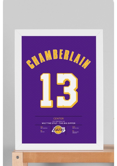 Wilt Chamberlain Forma Çerçeveli Tablo - Nba Los Angeles Lakers Jersey