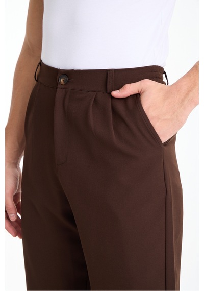 Gugus Erkek Baggy İthal Kumaş Pantolon Kahverengi