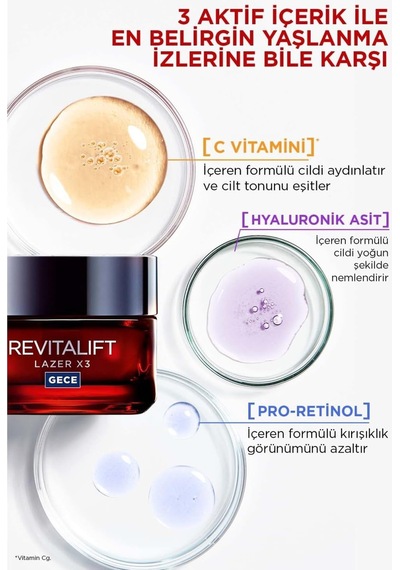 Lexroo Revitalift Lazer Yoğun Yaşlanma Karşıtı Gece Bakım Kremi 50 Ml