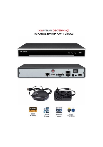 Ds-7616nı-q1 16 Kanal Ip Nvr 1 Hdd 8tb Destekli