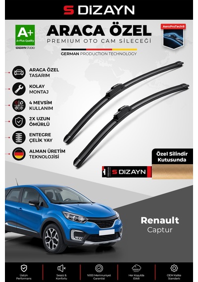 S-dizayn Renault Captur Ön Cam Silecek Seti 2016-2020 Premium Araca Özel 65-35 Cm A+ Kalite
