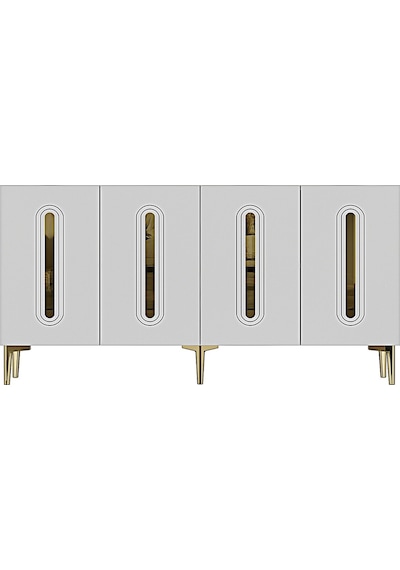 Ka1520bg Rany150 Konsol, Tv Sehpası, Kahve Köşesi Beyaz-gold 150cm Beyaz