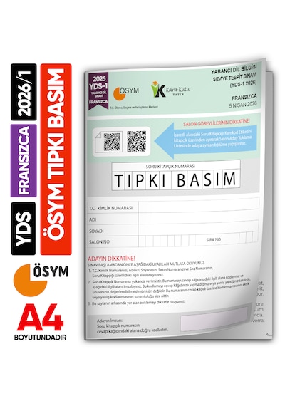 Yds Fransızca 2026/1 Yabancı Dil Sınavı Ösym Tıpkı Basım Çıkmış Soru Deneme Kitapçığı E-yds Uygun