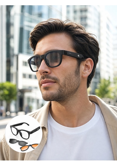 Yapay Zekâ Destekli Akıllı Gözlük Değiştirilebilir Manyetik Lens Bluetooth Bağlantı Ve Dokunmatik Kontrol