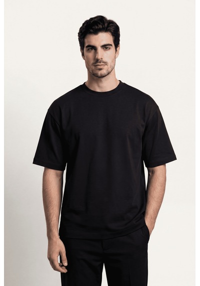 Black Nova Oversize Baskılı Unisex %100 Pamuk T-shirt Deathless Stamp Siyah