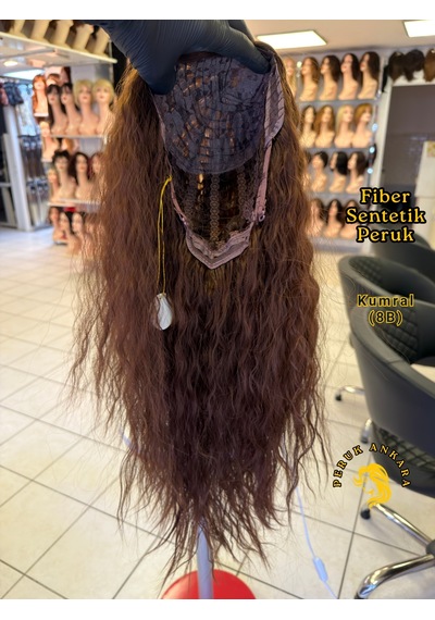 Afro Su Dalgası Peruk Fiber Sentetik Kumral