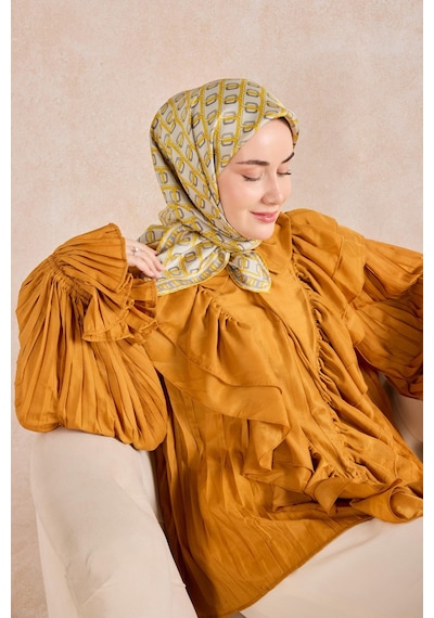 Silk Home Twill İpek Eşarp Zincir Açık Gri Çok Renkli