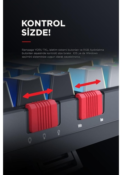 Yoru Tkl Type-c Outemu Rgb Red Swich Mekanik Oyuncu Klavyesi- Gri/siyah