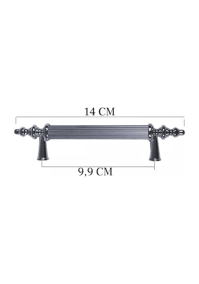 Kulp Silindir Çizgili Zamak Kulp Model 14 Cm 2 Adet Gümüş