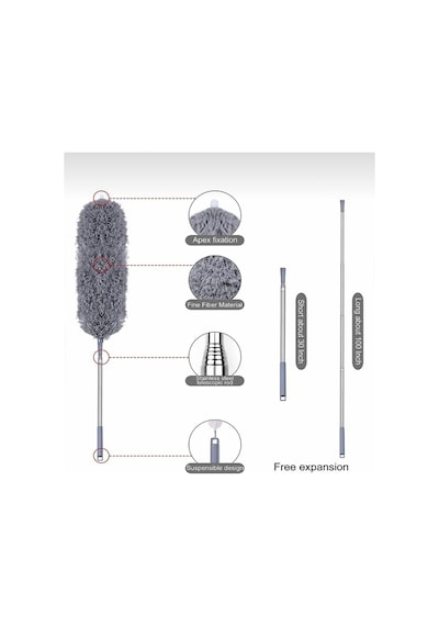 Mikrofiber Manyetik Anti-statik Bükülebilen Toz Alma 3 Lü Full Set Uzayabilen Saplı Mop