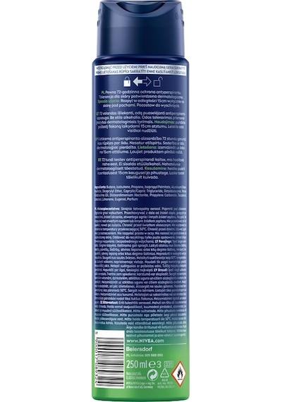 Nıvea Men Erkek Sprey Deodorant Fresh Sensation 250 Ml, 72 Saat Terleme Ve Ter Kokusuna Karşı Anti-perspirant Koruma,ferah Koku,avantajlı Boy