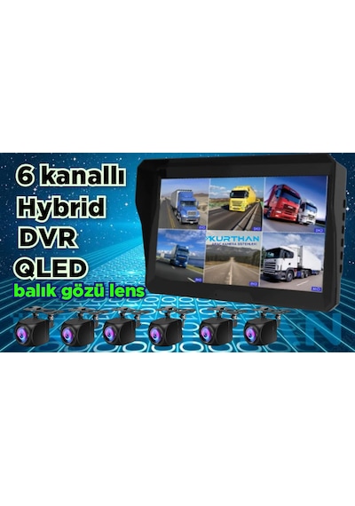 Qled 10'' Dvr Monitör 6 Adet 170 Derece Balık Gözü Kamera 12v