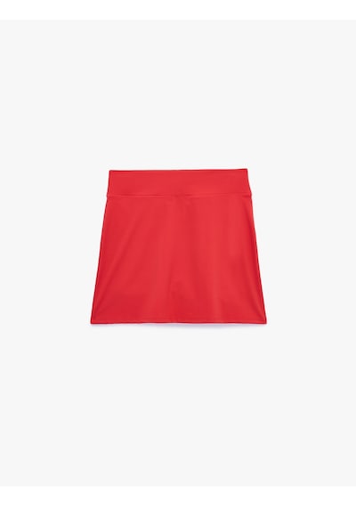 Koton Yırtmaç Detaylı Yüksek Bel Slim Fit Mini Spor Şort Etek Kırmızı 6sak40142nk
