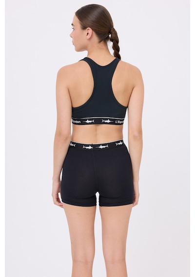 Athleshorts Yüksek Bel Kadın Uzun Boxer Şort-3271 Siyah
