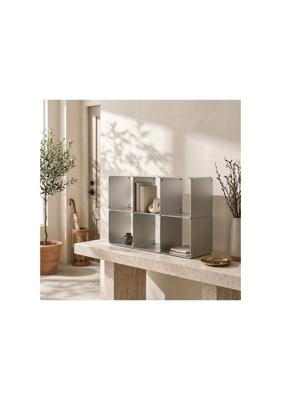 Node 6'lı Modüler Metal Açık Raf Ünitesi Konsol Ve Masaüstü Kitaplık 50x33 Cm Gümüş - 944245501 Gümüş