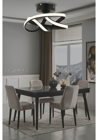 Vino Riserva Model Siyah Renk Metal Salon Mutfak Oturma Yatak Odası Modern Led Plafonyer Avize Gold