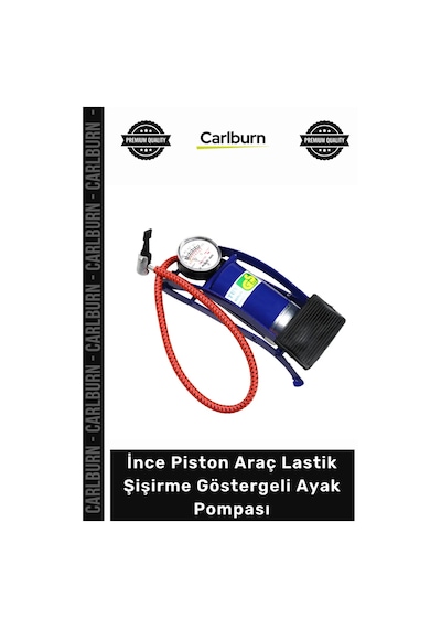 Pompa Metal Sağlam Hava Basınçlı İnce Piston Araç Lastik Şişirme Göstergeli Ayak Pompası