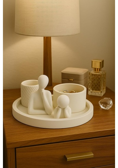 Modern Beyaz Dekoratif Set 5 Parçalı Minimalist Tasarım Genel
